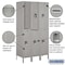 Salsbury Industries Wardrobe Locker, 45" W, 18" D, 78" H, (3) Wide, (6) Openings, Gray 52368GY-U - alternate 4
